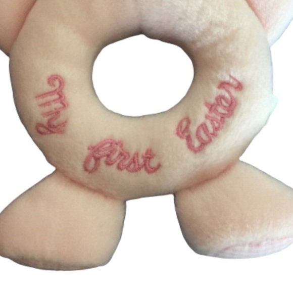 FIRST IMPRESSIONS Rattle Plush Pink Pastel My First Easter Embroidered Baby NWOT - Picture 3 of 10